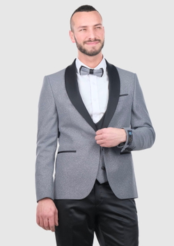 Мужской костюм смокинг (серый) А113