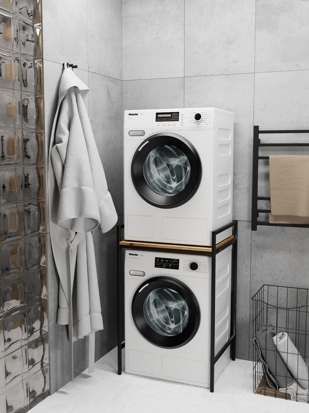 Стеллаж в ванную для стиральной машинки AQUA