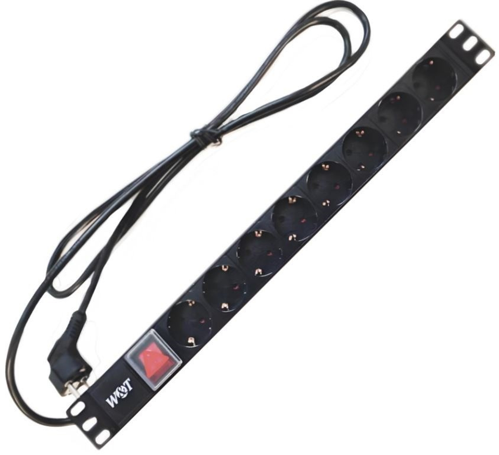 Блок розеток 19", 8 розеток W&T WT-PDU-G8