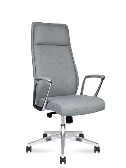 Кресло офисное  Liverpool New grey fabric  алюминиевая  база  серая ткань