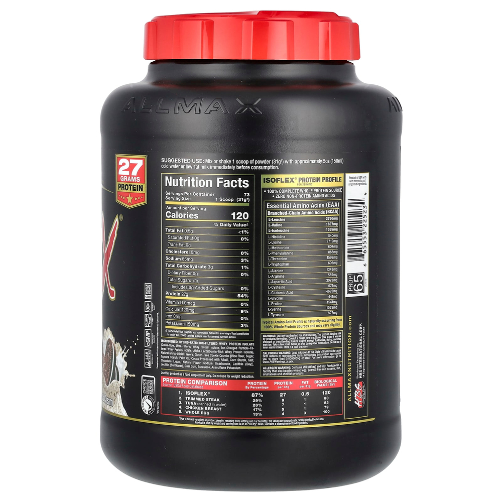 ALLMAX, Isoflex®, чистый изолят сывороточного протеина, печенье и сливки, 2,27 кг (5 фунтов)