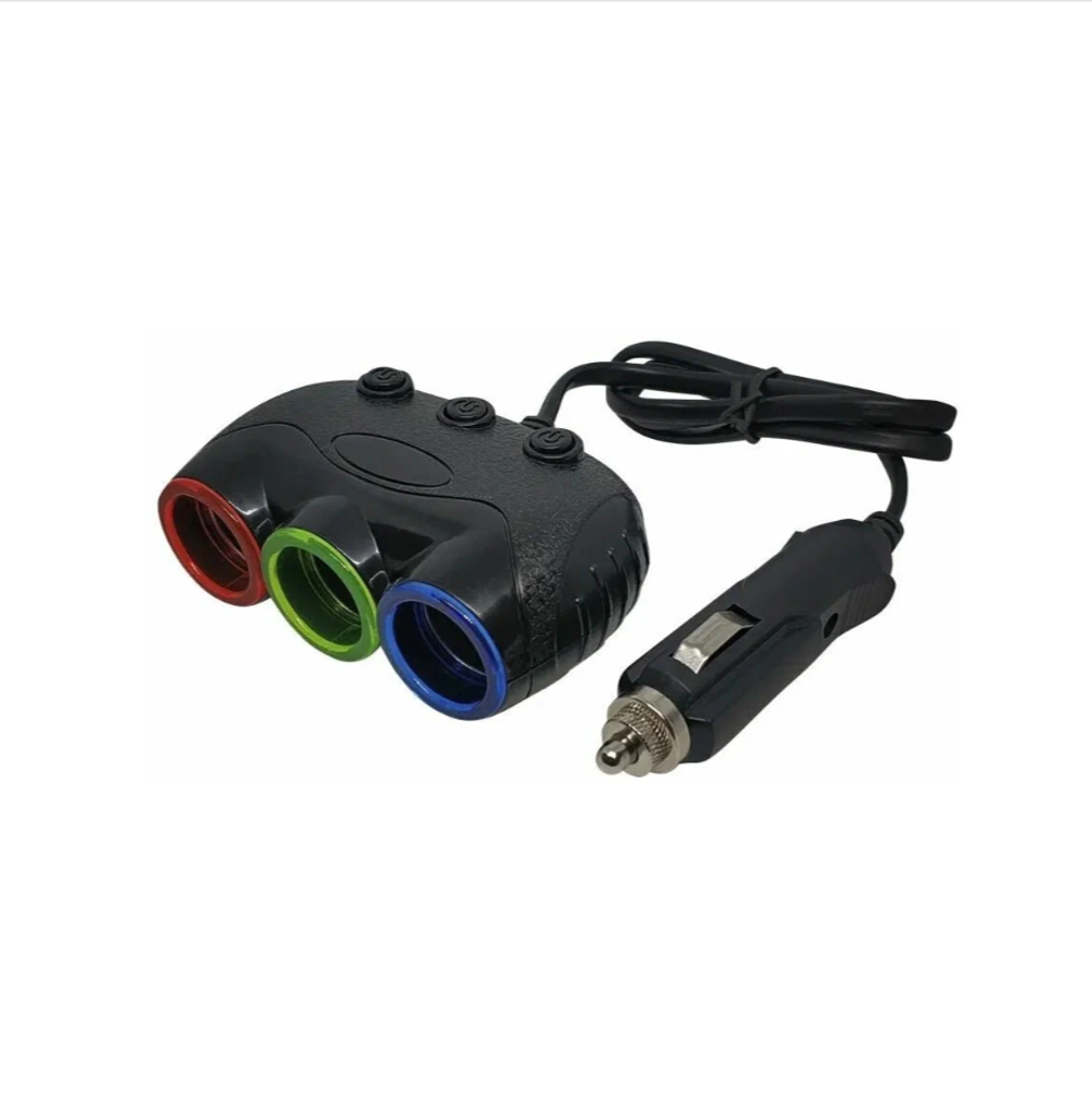 Разветвитель авто Olesson NO.1632 (3розетки /120W) LED
