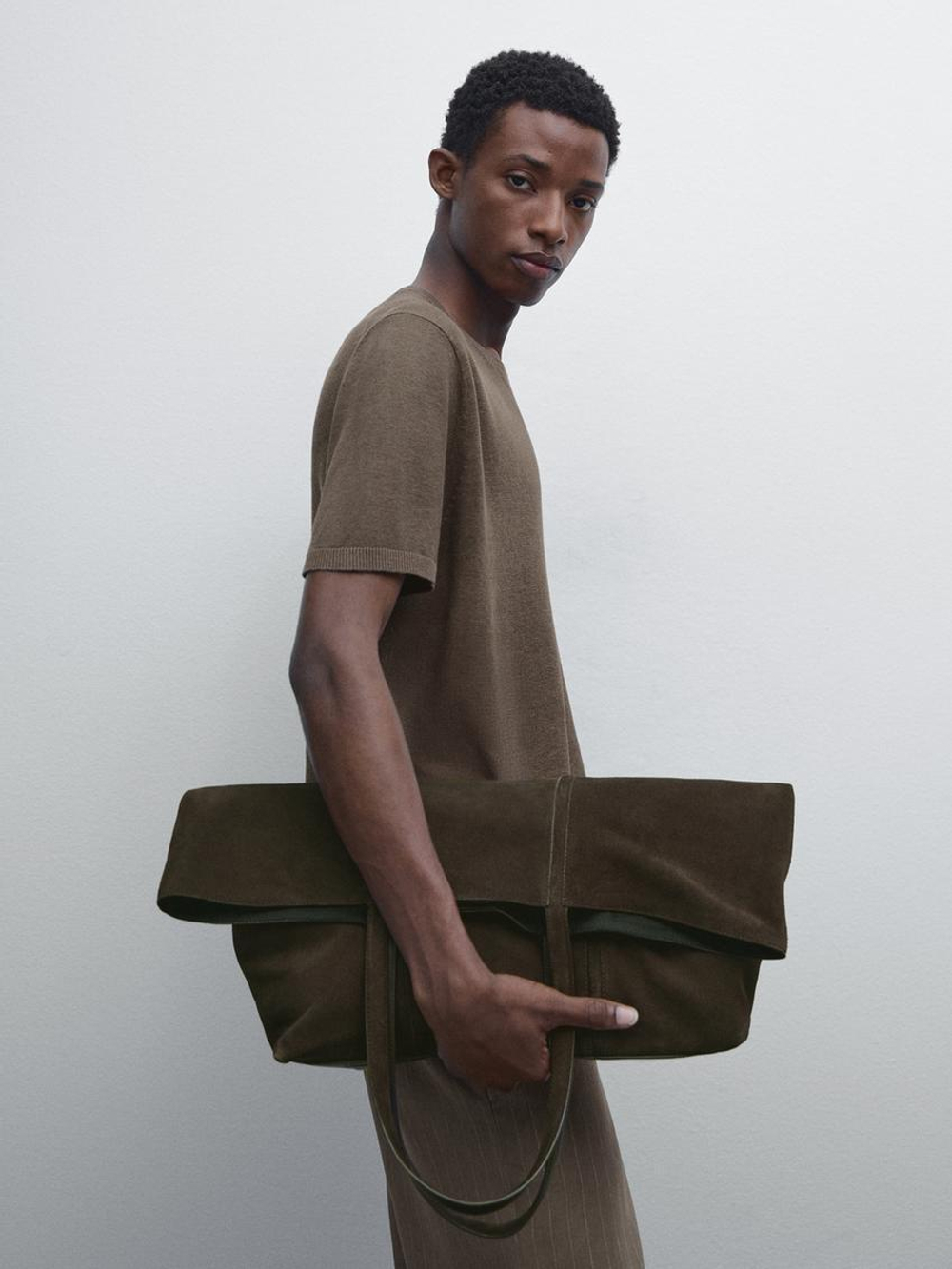 Massimo Dutti Трикотажная футболка с короткими рукавами из 100% льна, кофейный