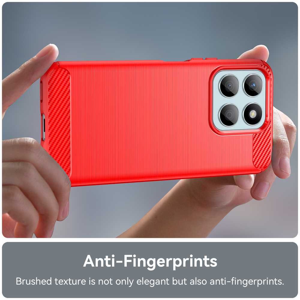 Мягкий защитный чехол красного цвета для смартфона Honor X8b, серия Carbon (дизайн в стиле карбон) от Caseport