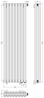 Сунержа Эстет-00 EU50 1200х360 8 секций