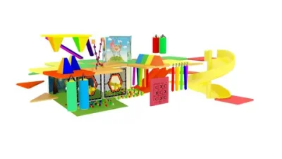 Детский игровой лабиринт с воздушными пушками «Лесные путешественники» 45 м² (8,5*5,3*2,9 м)