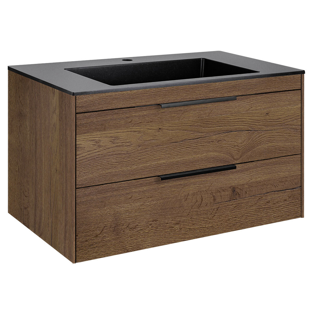 База под раковину Chiara 2D 800 подвесная, 2 выкатных ящика soft-close, T.Oak