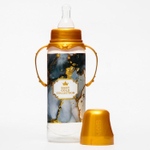 5399842 Бутылочка для кормления «Золотая коллекция: черный мрамор» 250 мл цилиндр, с ручками