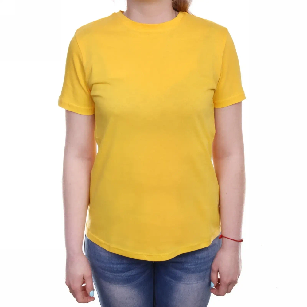 Футболка женская однотонная, цвет желтый, р 44 ( маломерит, р.42 )