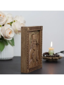 Лука Крымский икона деревянная резная, ясень