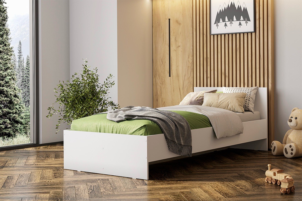 Кровать Денвер односпальная 0,9х2,0 Белая