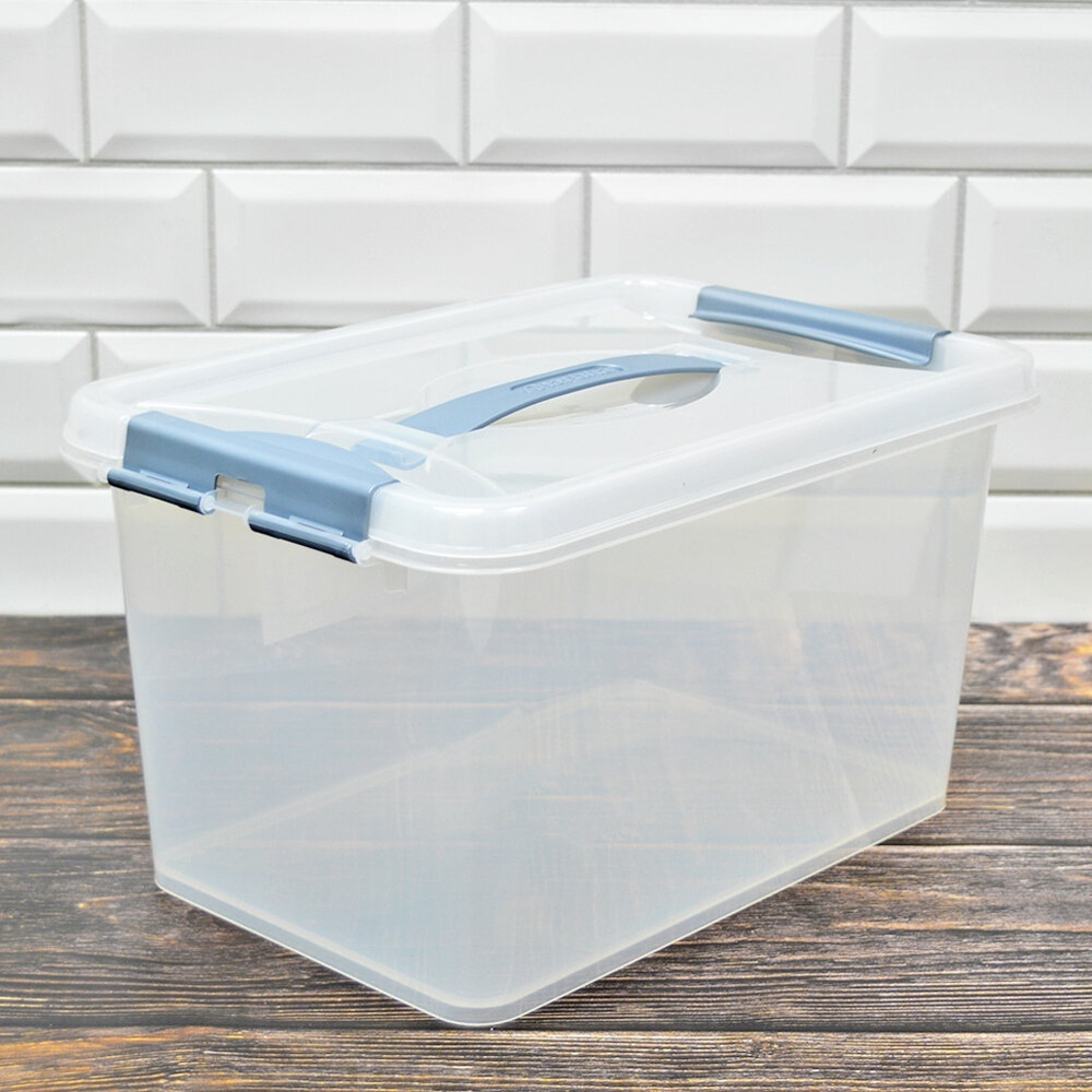 Контейнер 10л с защелками и ручкой "Клик" прозрачный