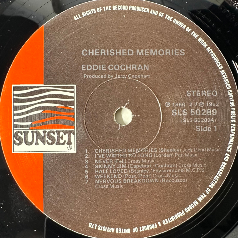 Eddie Cochran ‎– Cherished Memories (Англия 1978г.)