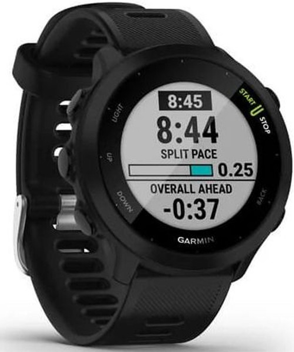 Смарт-часы Garmin Forerunner 55 42мм 1.04" LCD корп.черный рем.черный разм.брасл.:127-220мм (010-02562-10)