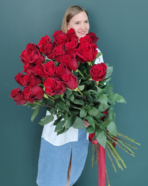 Высокая роза красная метровая,25шт(00295)