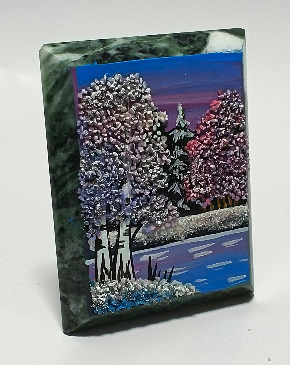 Настольное каменное панно" Времена года" 9-7-3.5см вес 160гр.