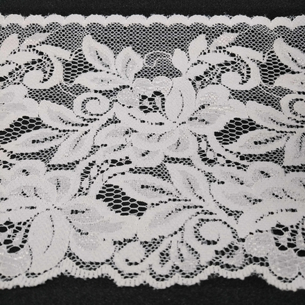 Кружево 130 мм, цвет белый, намотка 25 м (10013090/141218/0019226/1_Испания)