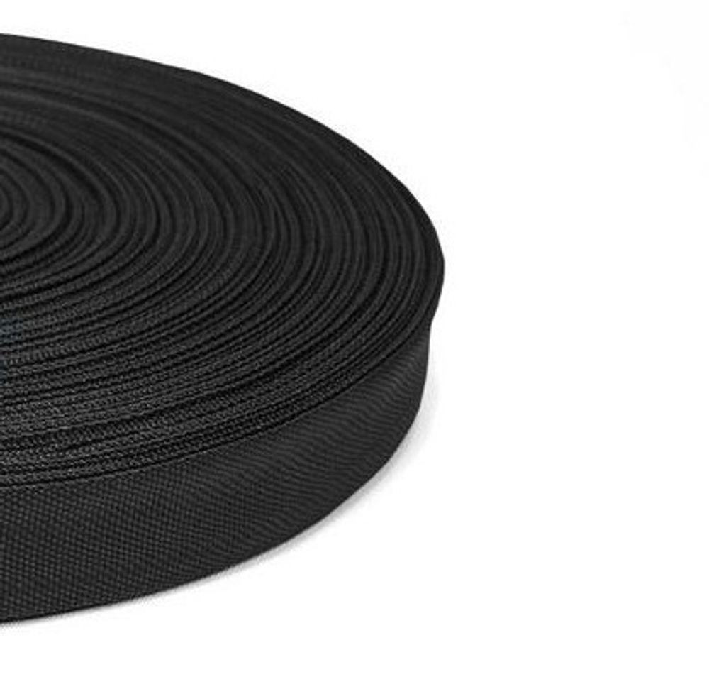 Тесьма окантовочная 450D, ш. 2,2 см, п/э 100%, 3,8 гр/м, чёрный