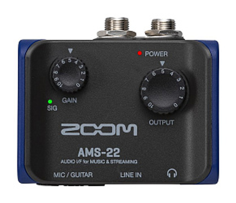 Zoom AMS-22 компактный USB аудиоинтерфейс (звуковая карта) с двумя входами и выходами для записи или стриминга речи, вокала или музыки.