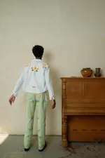 Рубашка Soeurs с Хлопковой Аппликацией / Orange Applique Long Sleeve белая