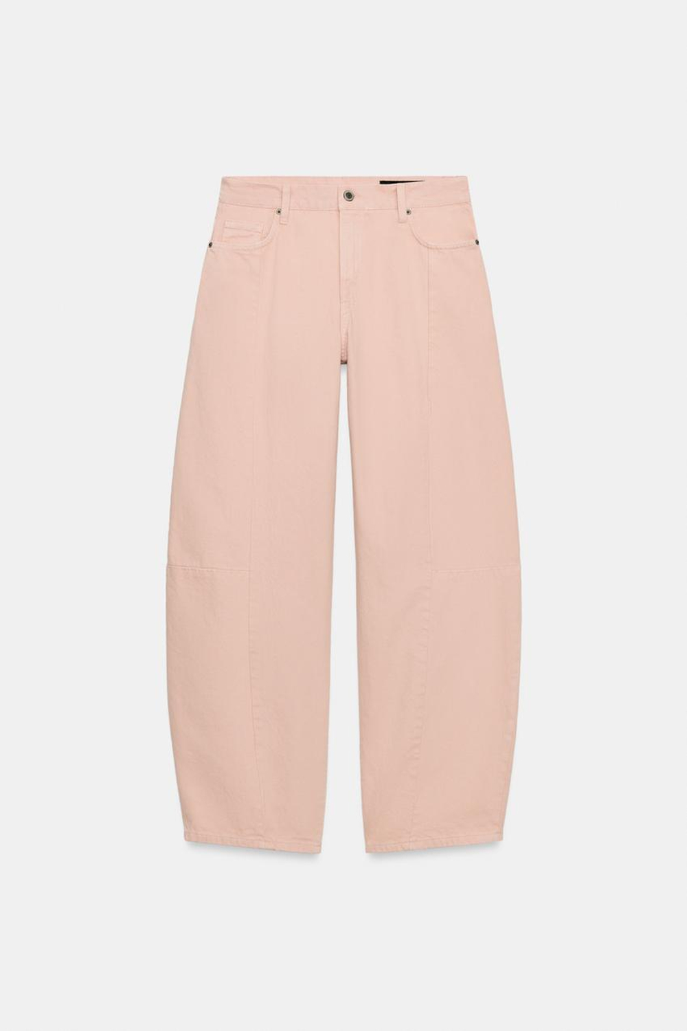 ZARA ДЖИНСЫ ZW COLLECTION BARREL ПЭЧВОРК СО СРЕДНЕЙ ПОСАДКОЙ, РОЗОВЫЙ