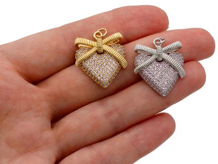 Подвеска "Сердце с бантиком" 24мм