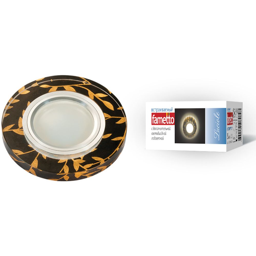 DLS-L204 GU5.3 CHROME/BLACK Светильник декоративный встраиваемый, серия Luciole. Без лампы, цоколь GU5.3. Доп. светодиодная подсветка 3Вт. Металл/стек