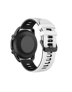 Ремешок 22 мм для GARMIN FR 255, 265, 45, Venu 2, Vivoactive 4 / SUUNTO 5, 9 Peak / COROS Apex 2 Pro, Apex Pro, Apex46mm , Pace 3 силиконовый двухцветный (Белый/Черный)