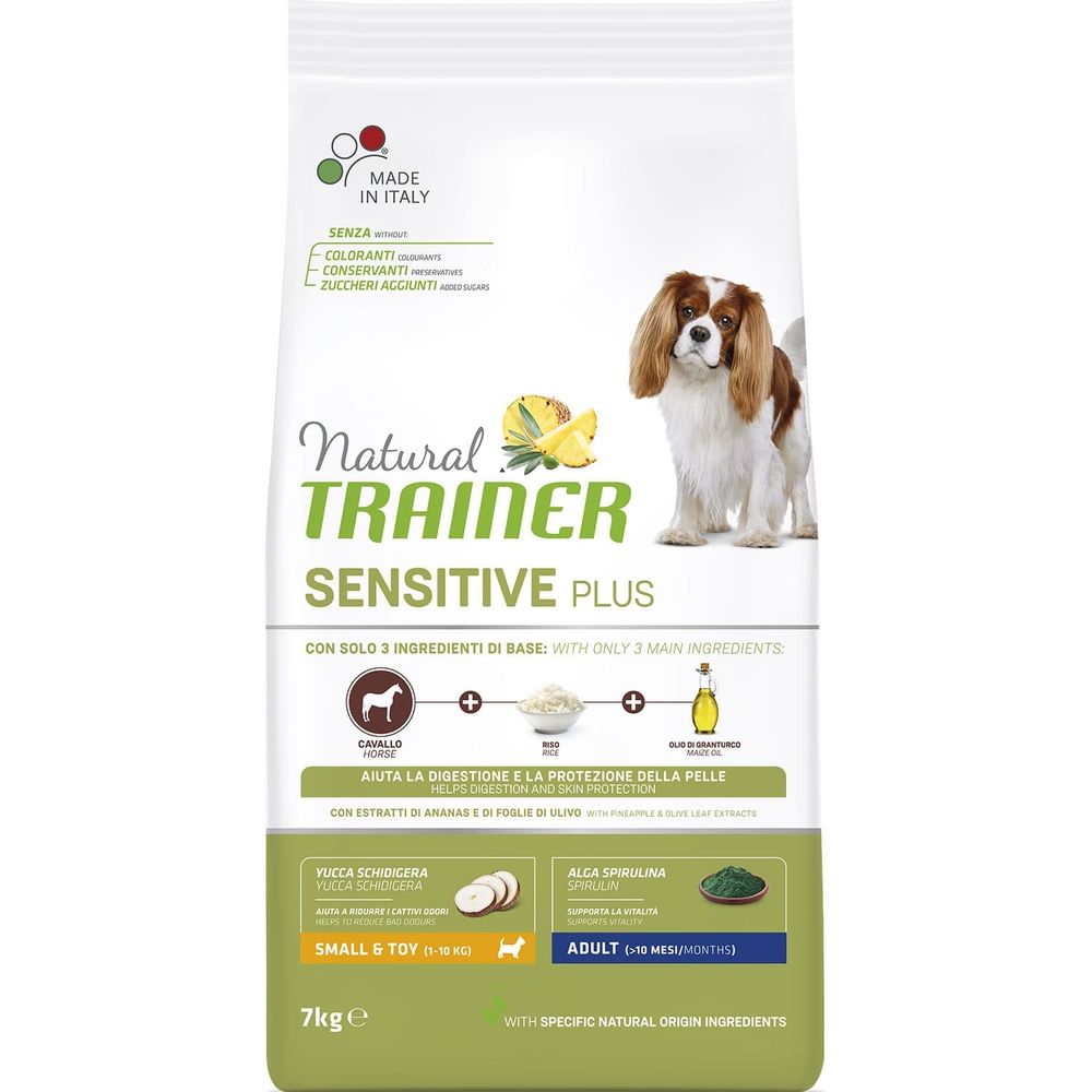 Сухой корм Trainer Natural SENSITIVE PLUS гипоаллергенный рацион для взрослых собак мелких пород с кониной 7 кг