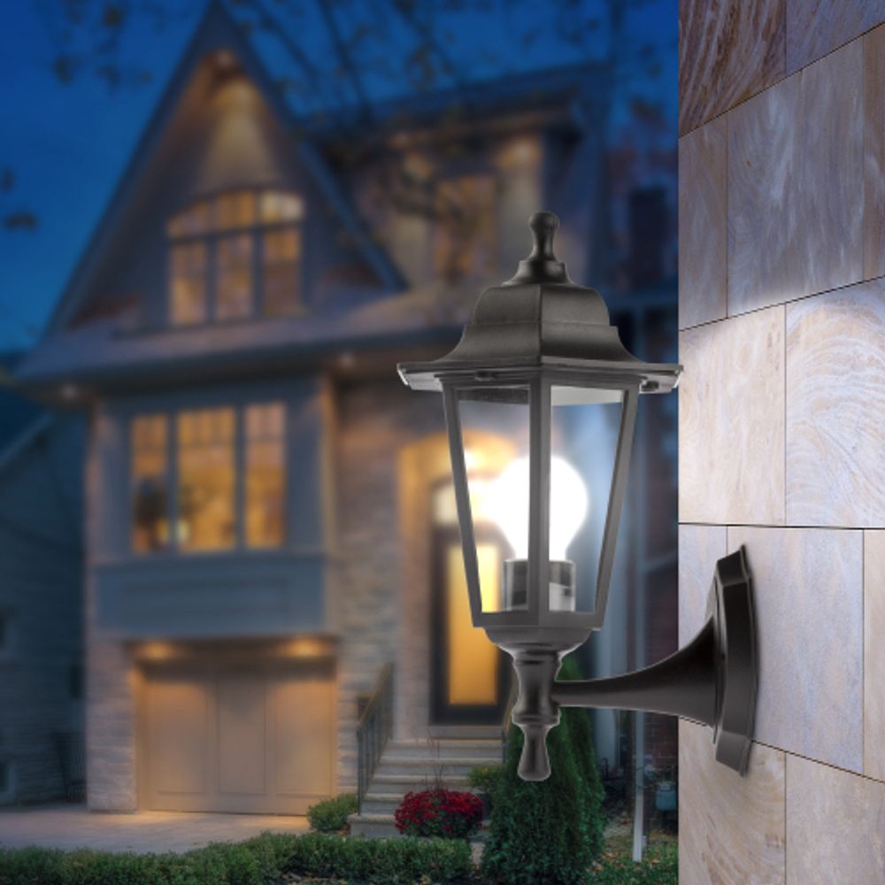 Садово-парковый светильник ЭРА НБУ 06-60-001 черный 6 гранный настенный IP44 Е27 max60Вт