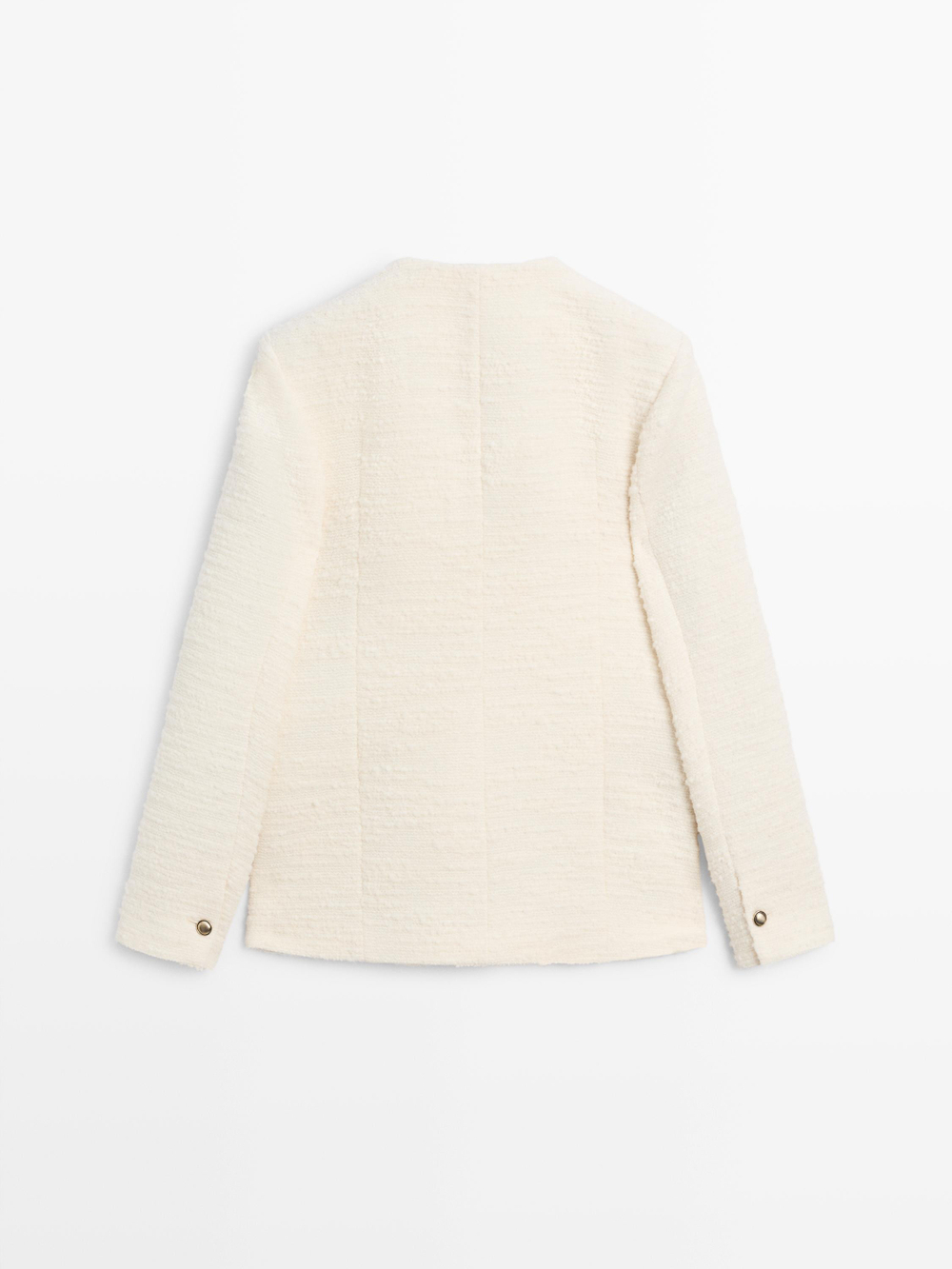 Massimo Dutti Жакет из смесовой шерсти с рельефным узором и пуговицами со стразами, белый