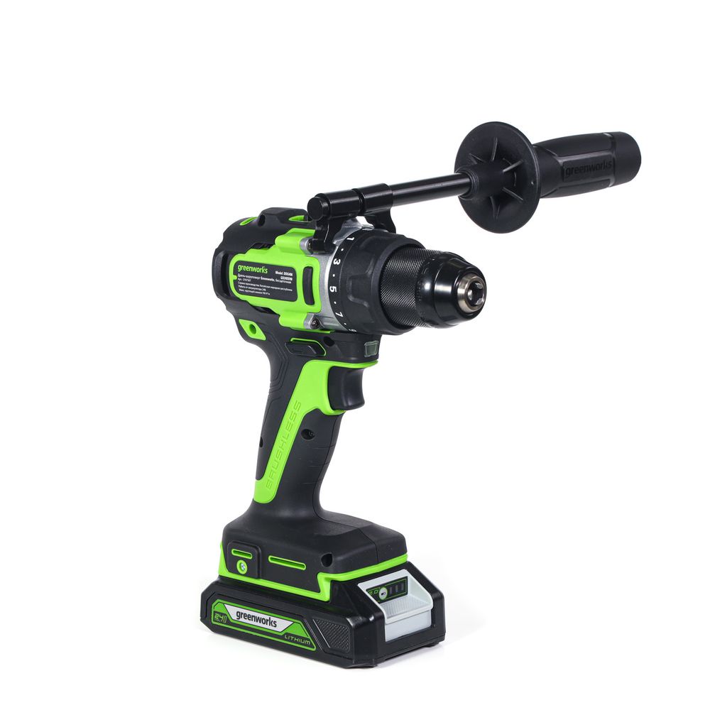 Дрель-шуруповерт аккумуляторная Greenworks GD24DD90 Арт. 3707507,  24V, 90 Нм, бесщеточная, без АКБ и ЗУ
