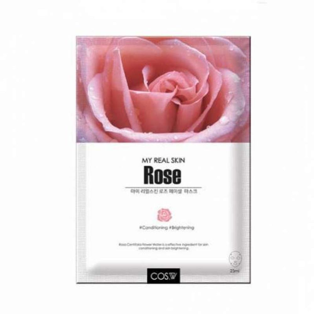 Тканевая маска с экстрактом розы COS.W My Real Skin  Rose Facial Mask