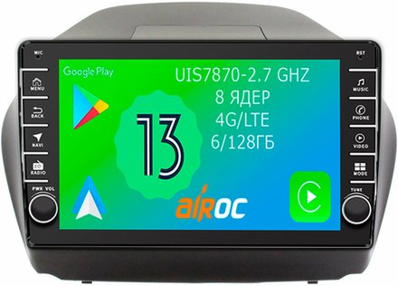 Магнитола для Hyundai iХ35, Tucson 2 2009-2015 - Airoc AB-2002 (кнопки и крутилки), Android 13, TS20, 6/128Гб, SIM-слот, CarPlay