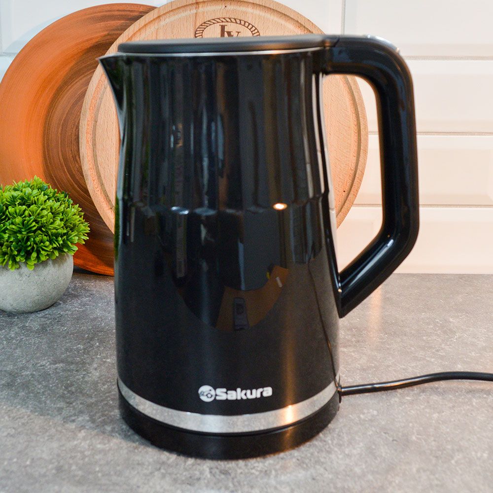 Чайник электрический 1,7л Sakura SA-2173DBK Premium, нерж, LED дисплей