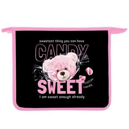 Папка для тетрадей 1 отделение А5 на молнии Оникс, пластик Мишка Candy