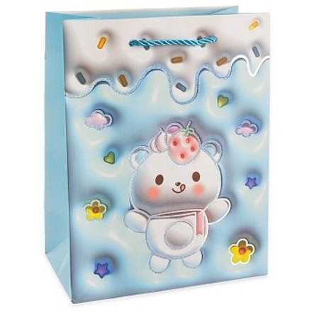 Пакет подарочный, Зефирный мишка, Дизайн №2, Металлик, 32*26*10 см, 1 шт.