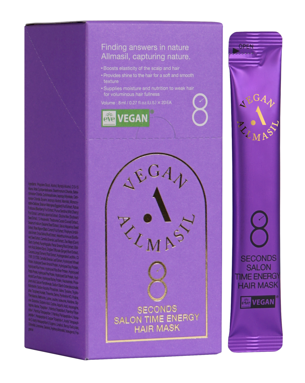 ALLMASIL - МАСКА ДЛЯ ВОЛОС ПИТАТЕЛЬНАЯ 8 SECONDS SALON TIME ENERGY HAIR MASK, 8 МЛ * 1 ШТ