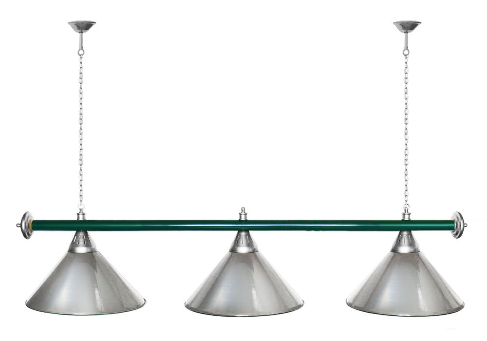 Лампа STARTBILLIARDS 3 пл. (плафоны зеленые,штанга зеленая,фурнитура золото)