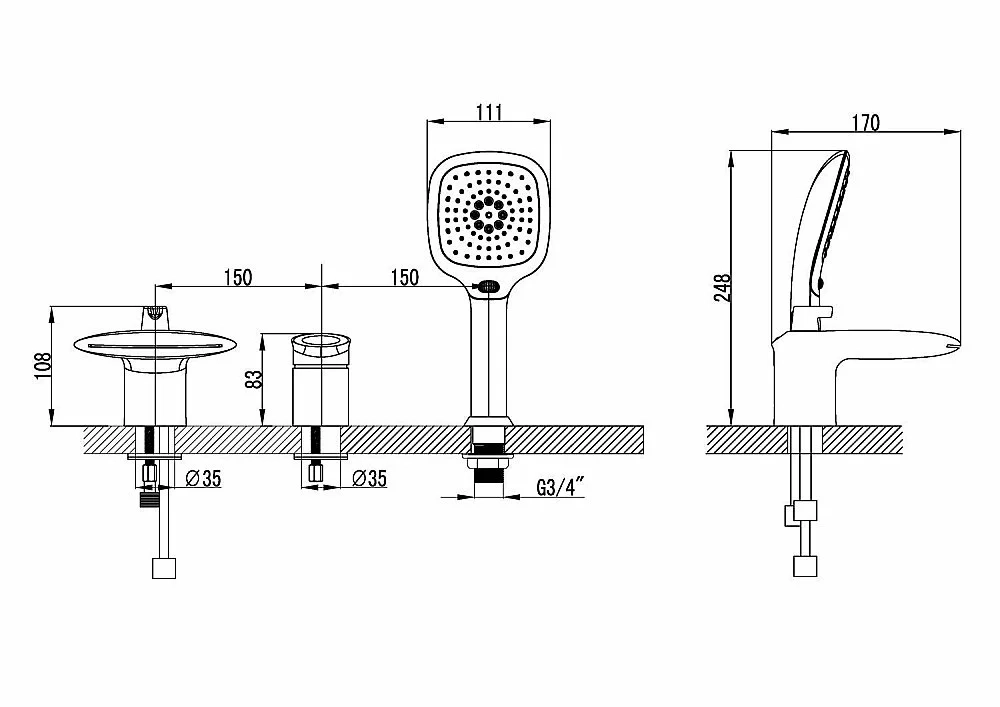 Смеситель для ванны Lemark Status LM4445C