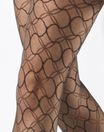 Колготки-сетка с рисунком в виде пузырей (Размер: S-M-L) (Цвет: черный)