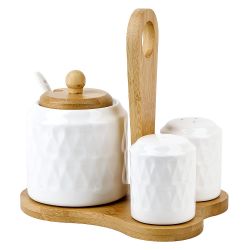 Набор для специй солонка/ перечница/ сахарница с ложкой " " v 300мл 17х13х15см