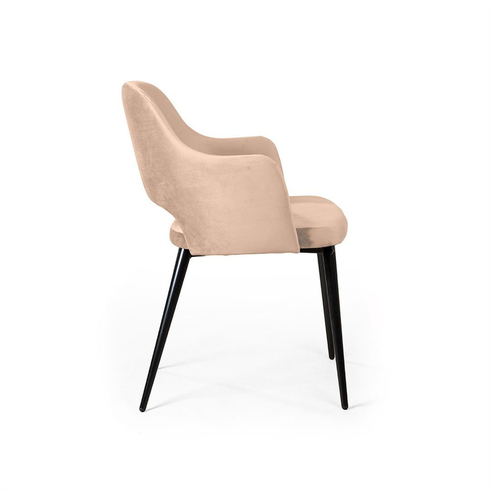 Стул William с подлокотниками, бархат бежевый 5/ черный конус