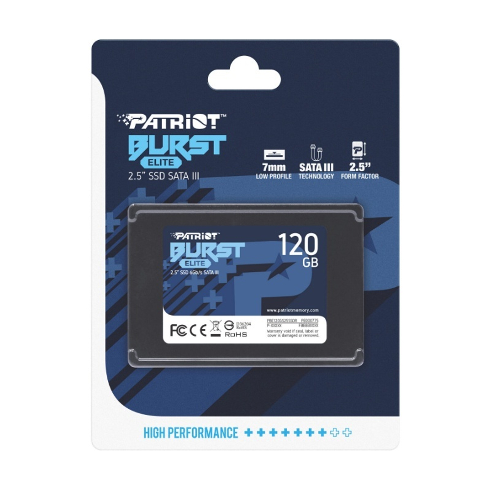 Твердотельный накопитель Patriot SSD BURST ELITE 120GB SATA3 2.5" R450/W320 TBW 50TB 3D NAND