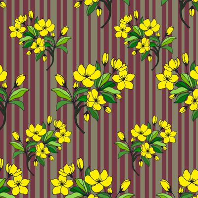 Seamless pattern of flowers, apple tree branches.