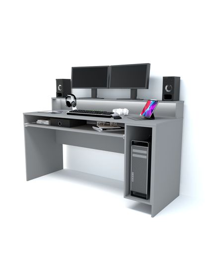 Стол игровой БАЗИС-4 /1600*950*600/ правый анкор белый / базальт