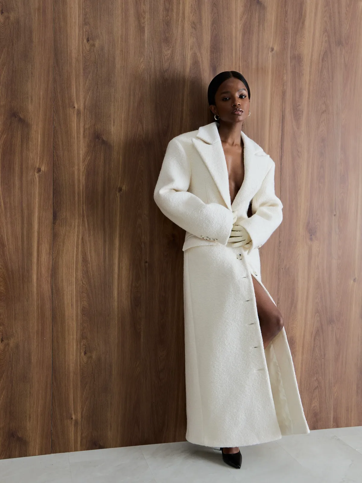 Пальто однобортное приталенное Ivory