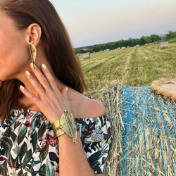Браслет большой лист, бронза