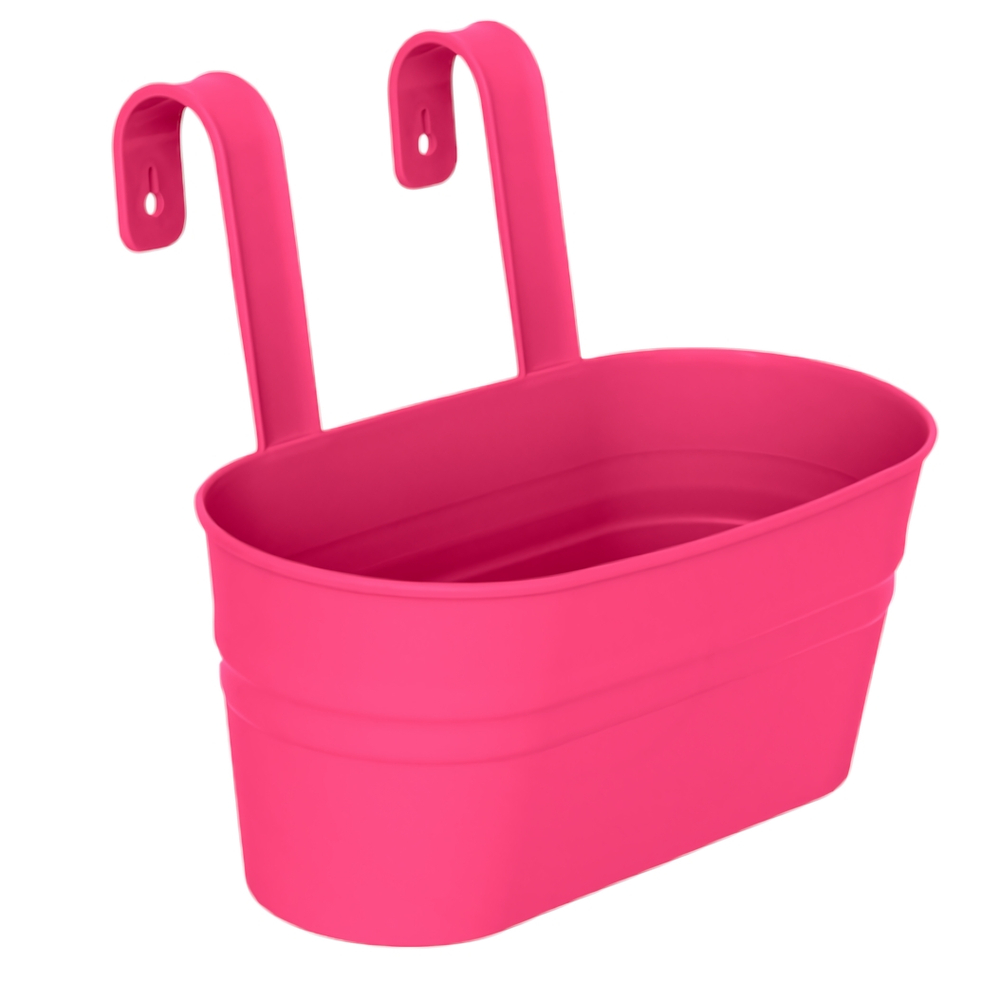 Кашпо "Ведро декоративное" большое овальное настенное с крючками для подвеса, цвет розовый