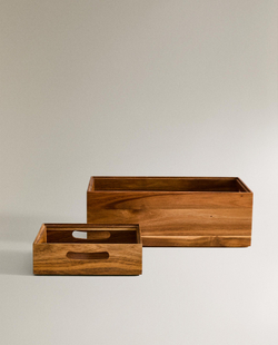 Zara Home Коробка для хранения из дерева, цвет бежевый, 20 см